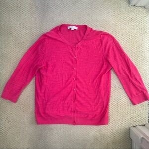 🏈2/$13🏈 LOFT Watermelon Pink Women's 3/4 Sleeve Cardigan Large